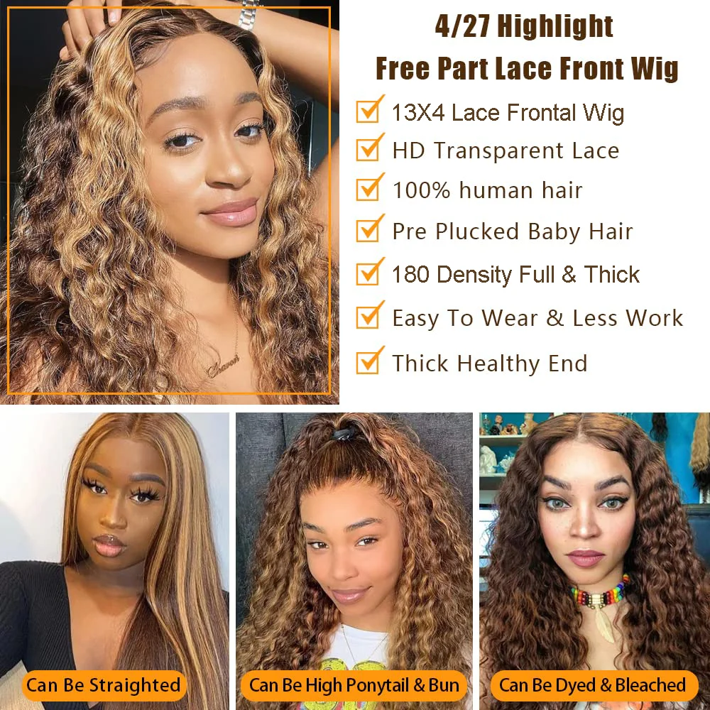100% Virgin Brazilian Human Hair Frontal Wig 10A Grade Highlight Wigs Ombre Piano Color Human Hair Hd Lace Front Wigs