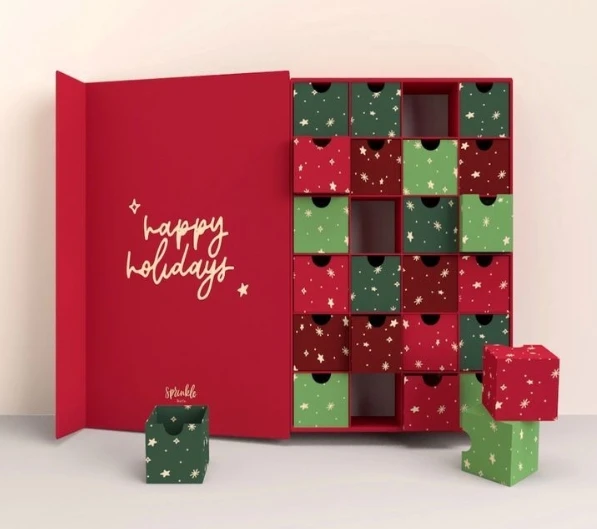 Custom 24 Days Christmas Advent Calendar Box Festive Candy Gift Packaging Personalized Countdown Boxes Holiday Season