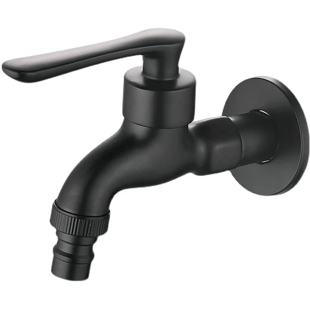 Factory Supply Bathroom 1/2 3/4 Brass Garden Bibcock Valve Water Faucet Tap Black