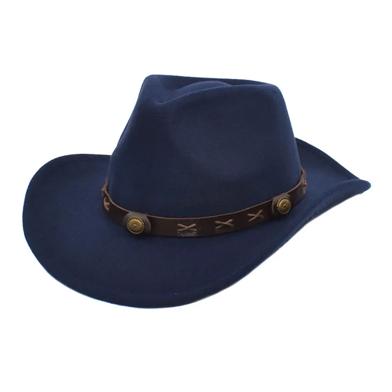 High Quality Handmade Wide Brim Cowboy Hat Men Wool Cowboy Hat Unisex Jazz Hat