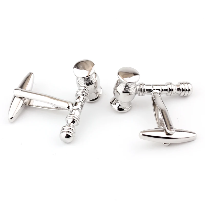 Wholesale Silver Judge Hammer Design Metal Cufflinks Hand Waw Hammer Cufflinks French Cuff link Mens Shirt