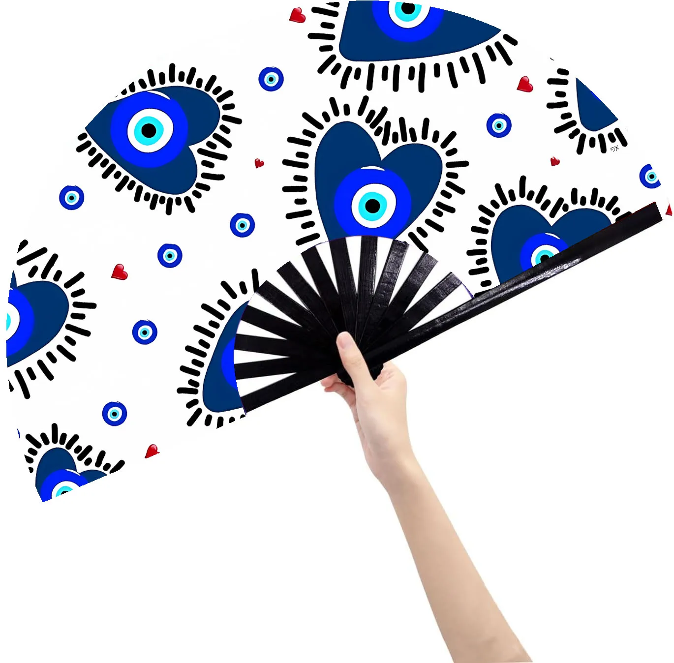 Promotional Hand Fan Black Fan Ribs Fabric Customized Big Hand Fan With Printing Logo