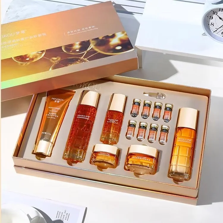Private Label Custom Logo Skincare Products Anti Aging Firming Gold Whitening Collagen Skin Care Set