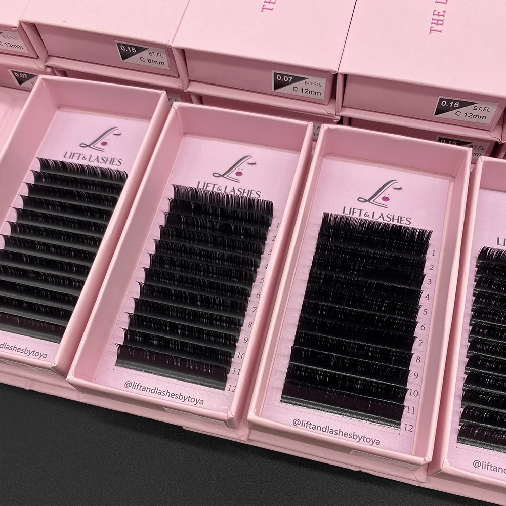 Eyelash Extension Supplies Custom Packaging Eyelash Extension Trays 0.07MM Volume Easy Fan Private Label Lashextensions