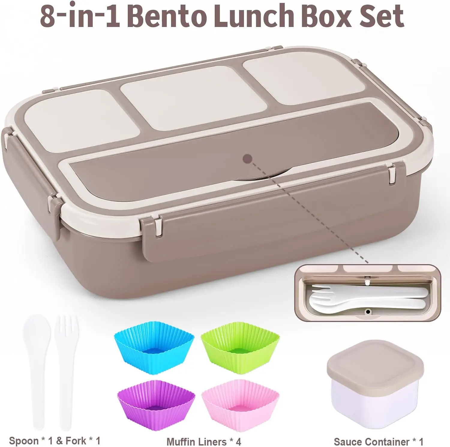 Bento Box Adult Lunch Box Containers for Adults  4 Compartments, Lunchable Food Container Microwave & Dishwasher Safe
