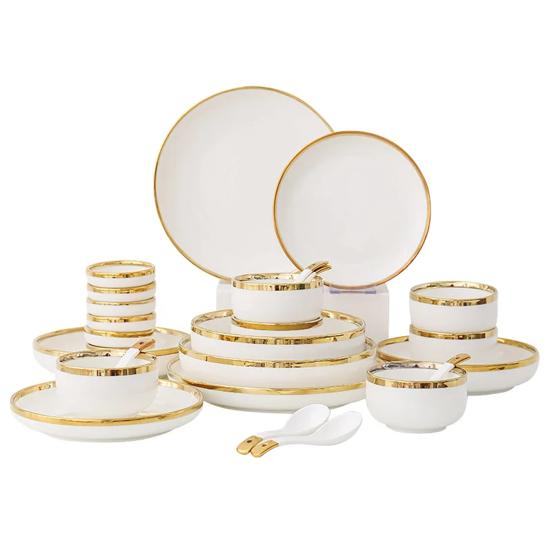 China Wholesale Price Luxury Plate Set Rustic Stoneware Reactive Glaze Dinner Set Ceramic Dinnerware Sets