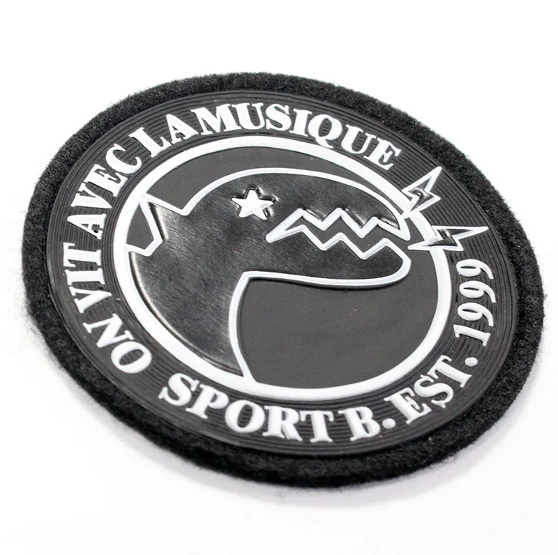 High Frequency TPU Fabric Label 3D Embossed Logo Rubber Name Badge for clothes