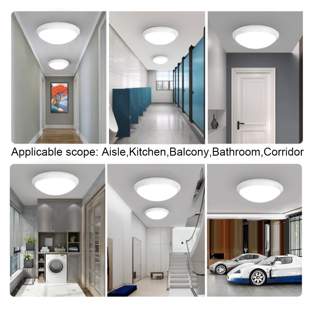 18W 36W Waterproof IP65 Surface Mounted Round Balcony Kitchen Bathroom Moisture-proof Motion Sensor Led Bulkhead Ceiling Light