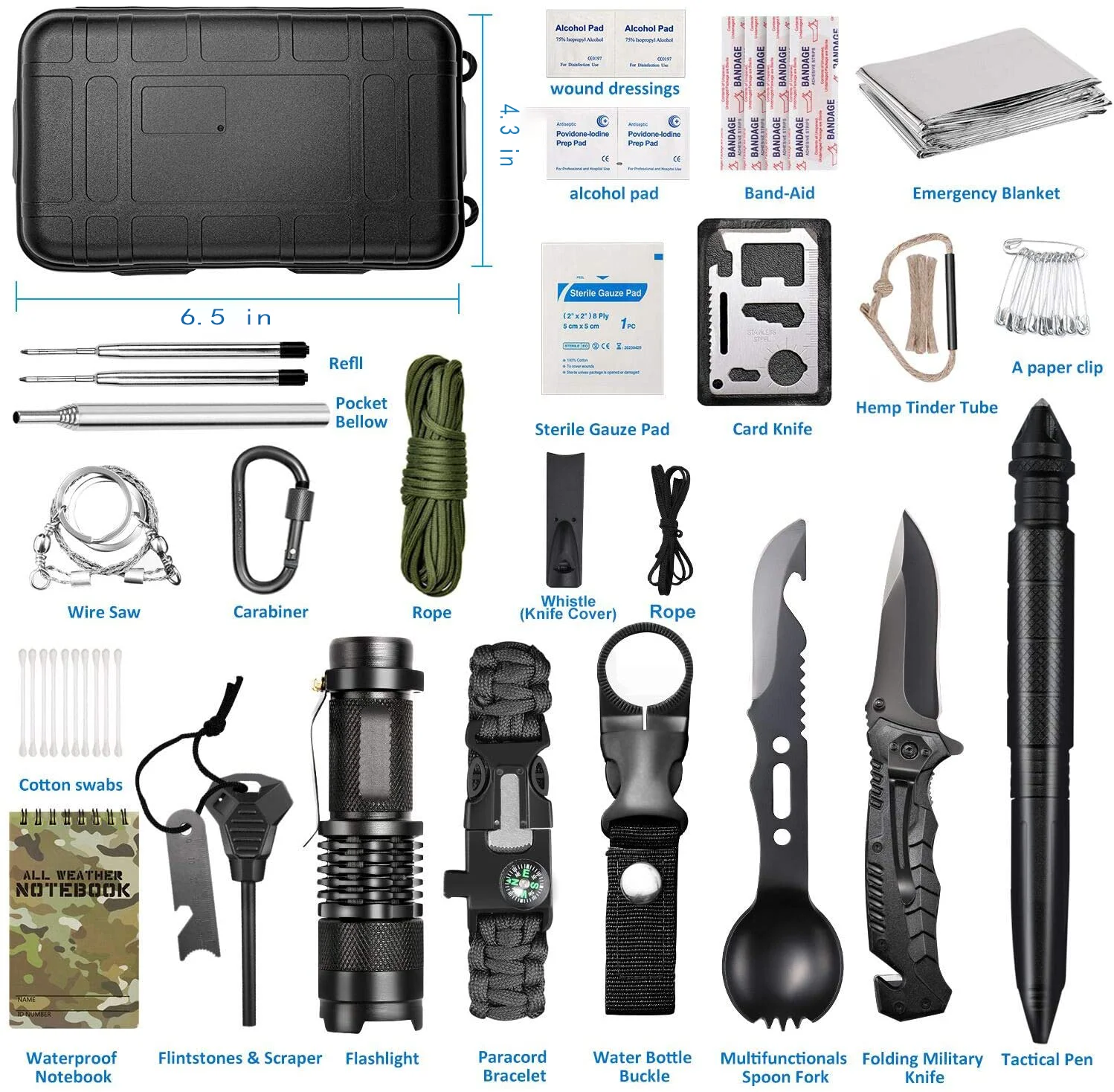 Dawsy 69 In 1 Camping Earthquake Multitool Shovel 72 Hour Emergency Kids Small Bushcraft Combat Bugout Backpack Survival Kit
