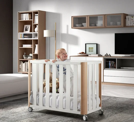 Amazing beech and pine wood baby mini crib  modern style safe baby bed