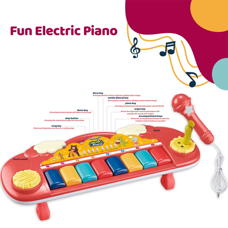 Battery operated plastic keyboard electric piano toy musical Instrument kids piano keyboard musical toy for sale