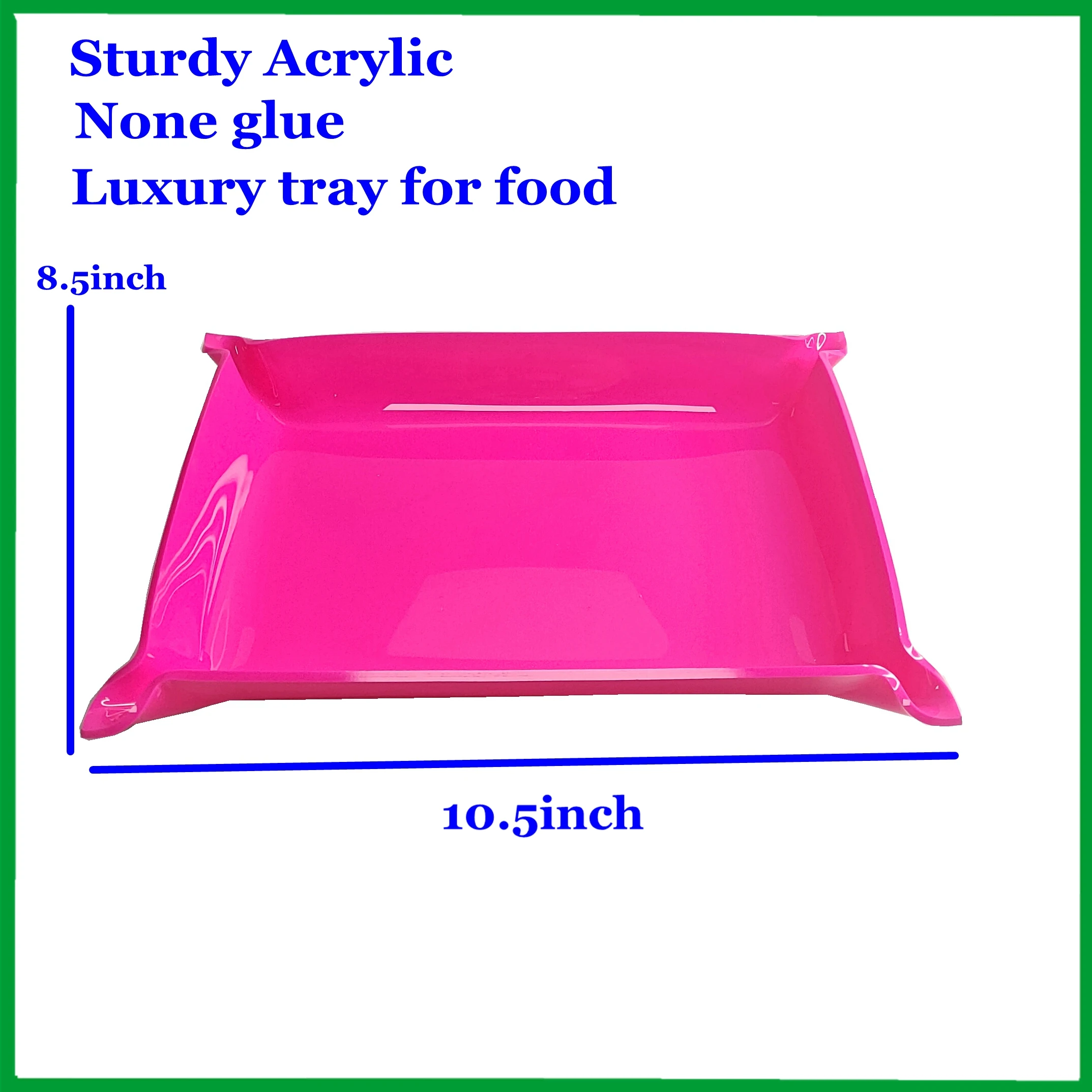 OEM/ODM Pink Acrylic Tray Holder with Pinched Corners