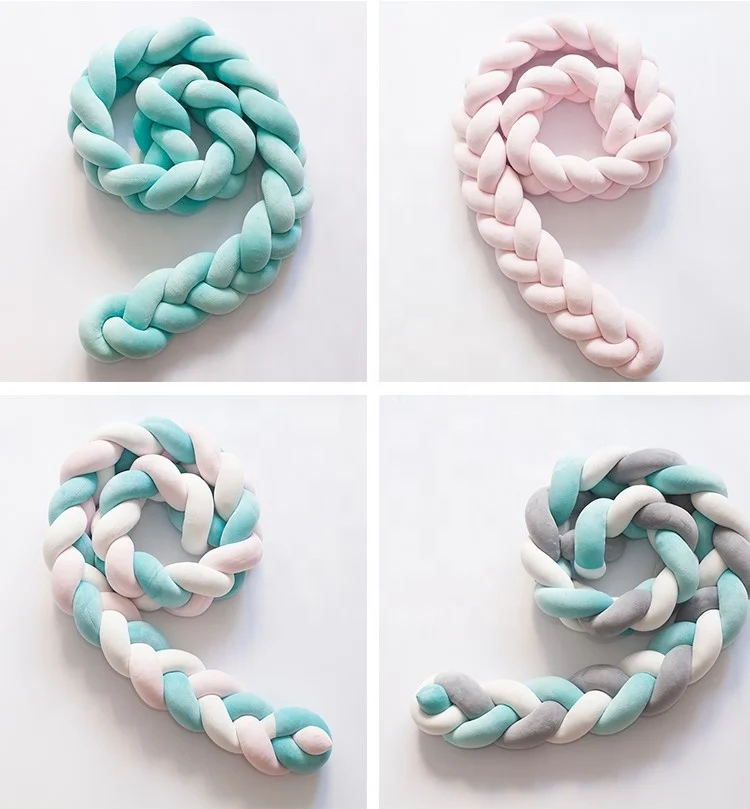 Cheap Price Knot Triple Braids Surrounded Baby Crib Bumper Baby Bedding Set For Sale