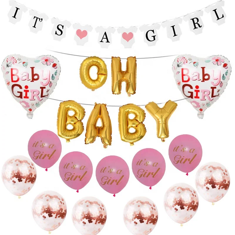 12 Inches Latex Balloons Pink and White Balloons Helium Balloons Birthday Girl Oh Baby Shower Party Decoration