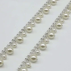 Лента со стразами жемчужная цепочка для свадебного