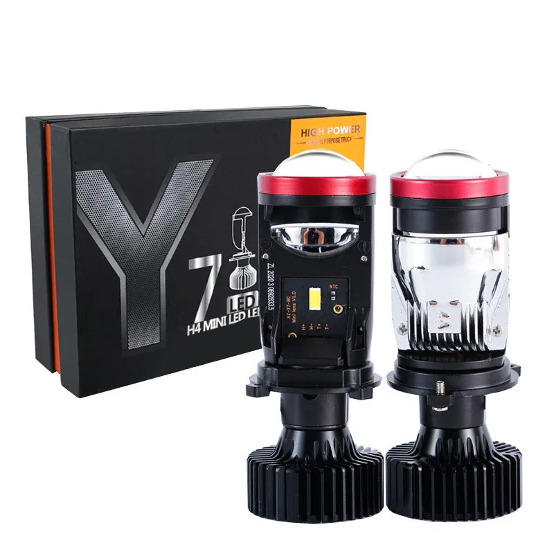 Popular Y7D lens H4 far and near integrated headlight dual light super bright 50W car LED headlight y7d fish eye car light