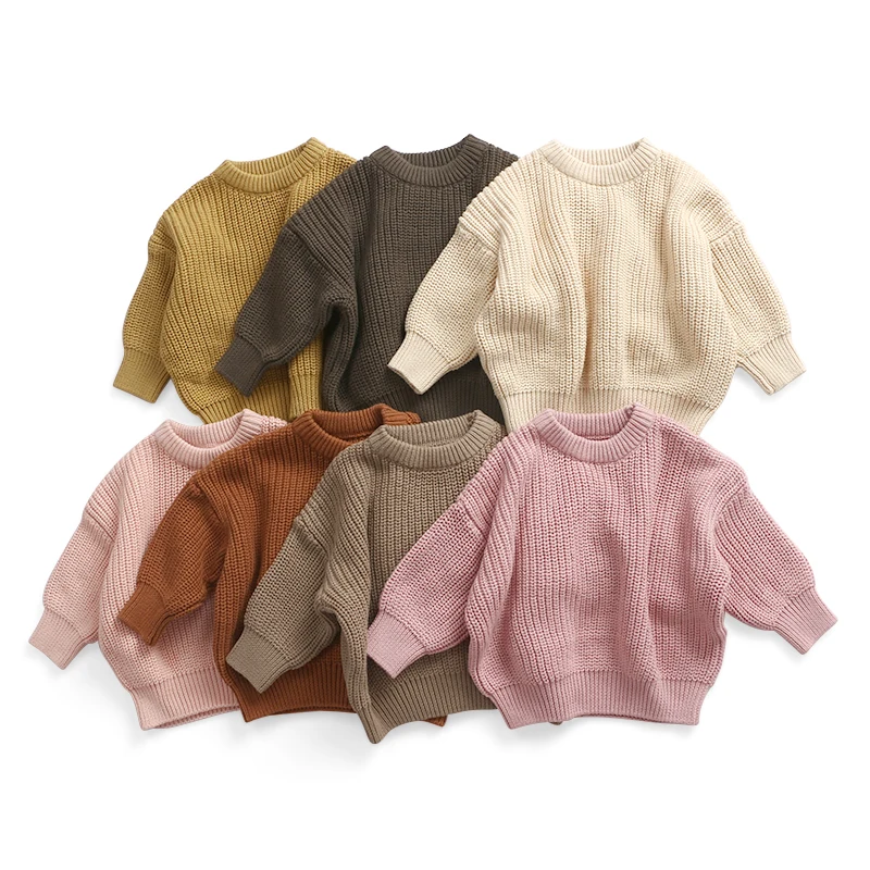 Children Boutique Clothing Kids Sweaters Baby Girls Oversize Sweaters Baby Knitted Wool Pullovers