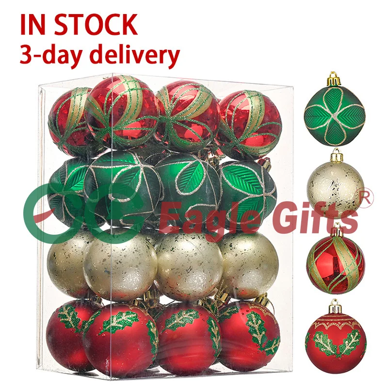 EAGLEGIFTS Christmas 2024 Novel Products Bauble Gift Set Christmas Goods Premium Red Green Gold Christmas Tree Decorations Balls