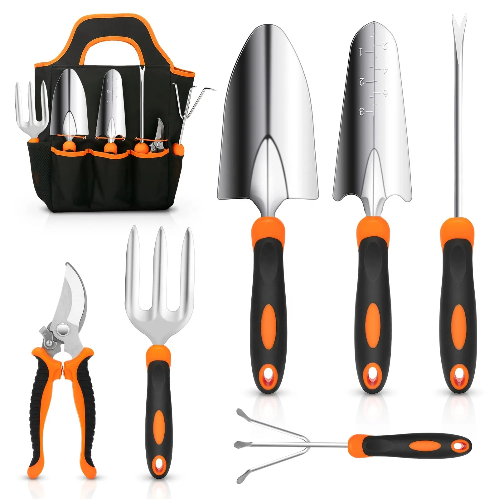 Stainless Steel Heavy Duty Gardening Tool Set with Non-Slip Rubber Grip Outdoor Hand Tools Garden Tool Set