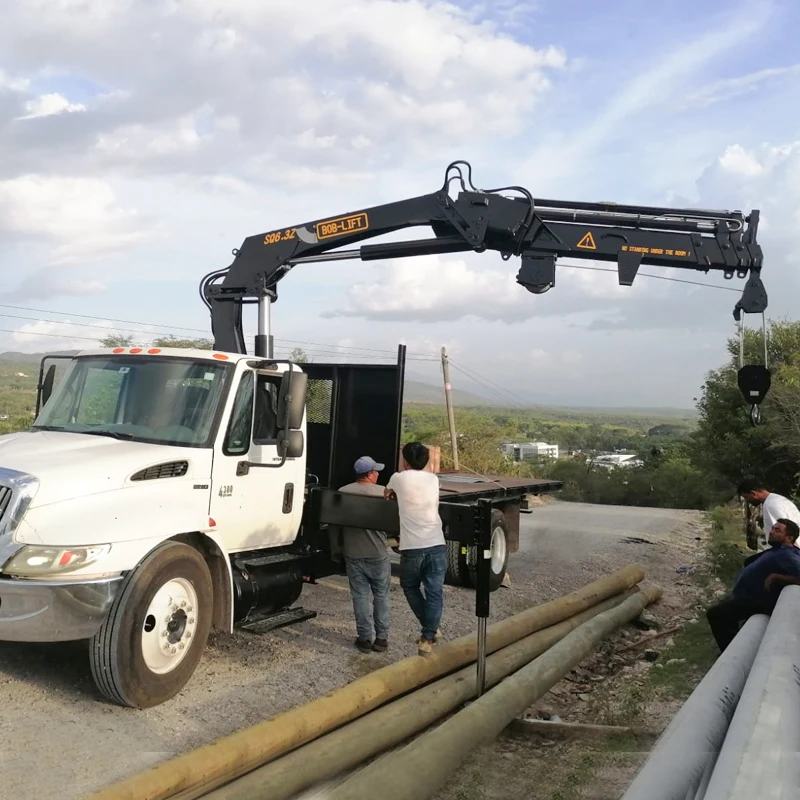 bob-lift 6.3 mini lifting crane knuckle boom crane hydraulic manipulator truck mounted crane manipulator with remote control