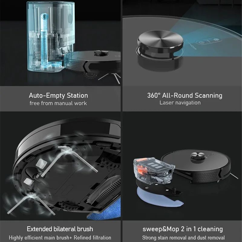 D900 Dust Collection Bucket Vacuum Robot Intelligent Fully Automatic Rechargeable Laser NG  Gyroscope Sweeper Smart Clean Robot