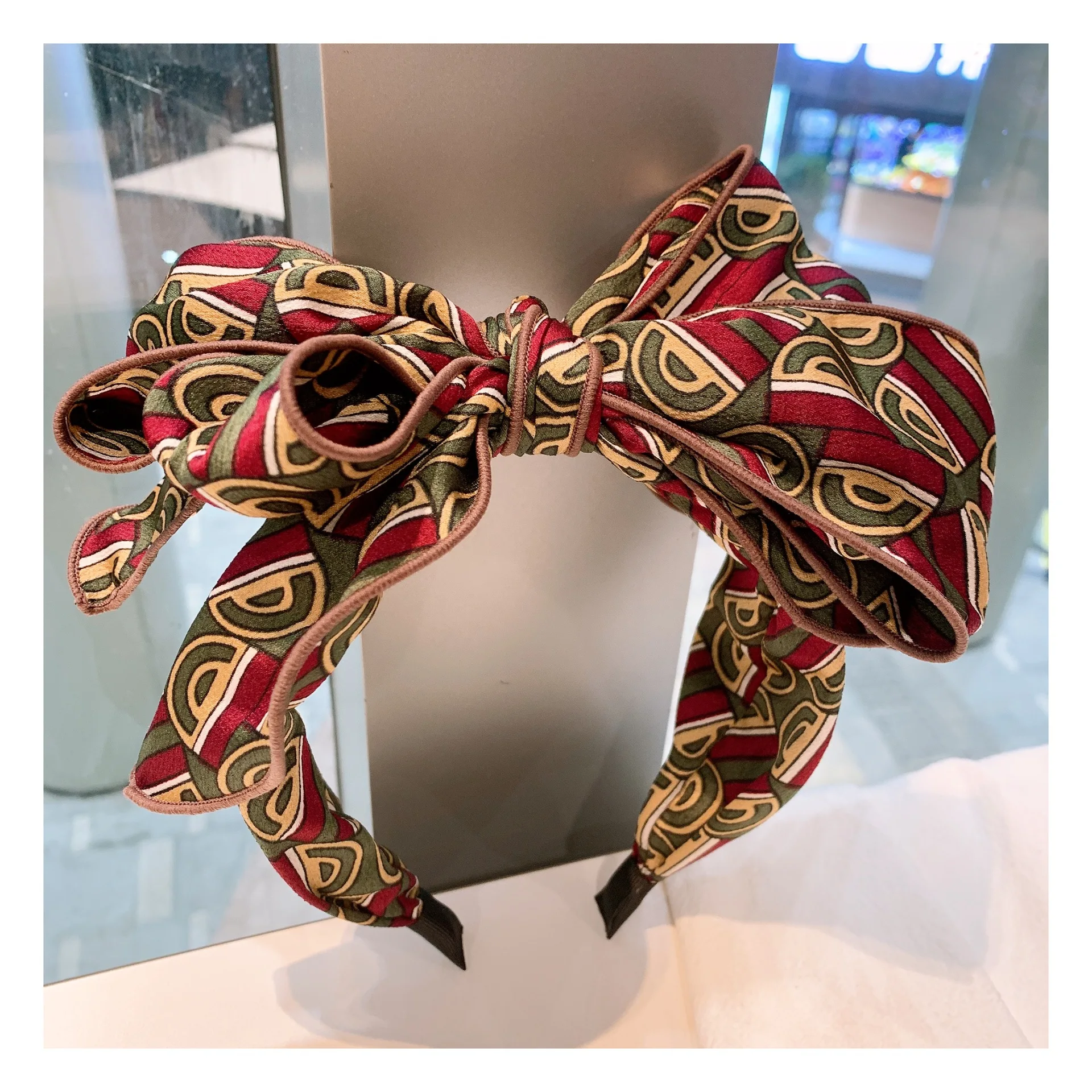 Antique cotton floral multilayer fairy headband with large bow