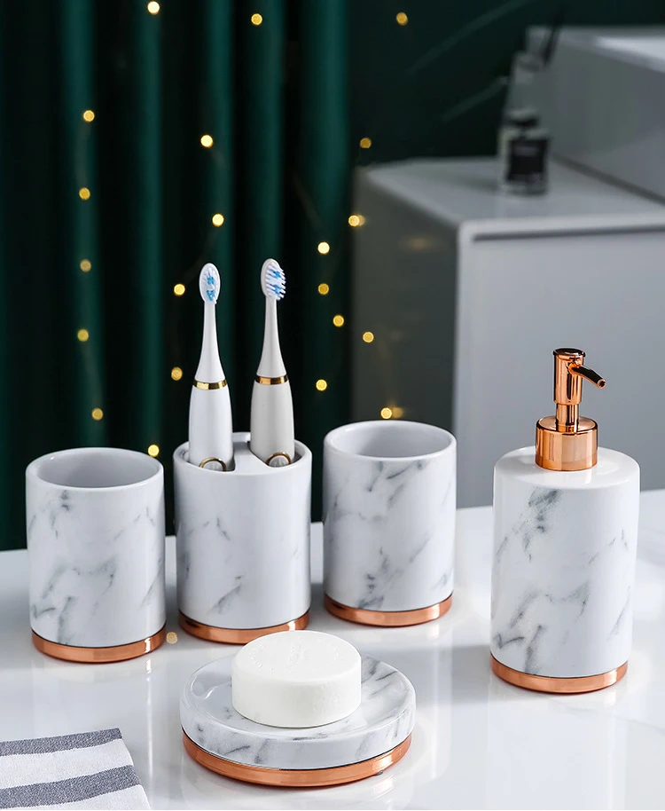 Набор для ванной комнаты, керамический держатель для туалетной щетки, мраморный набор для ванной комнаты