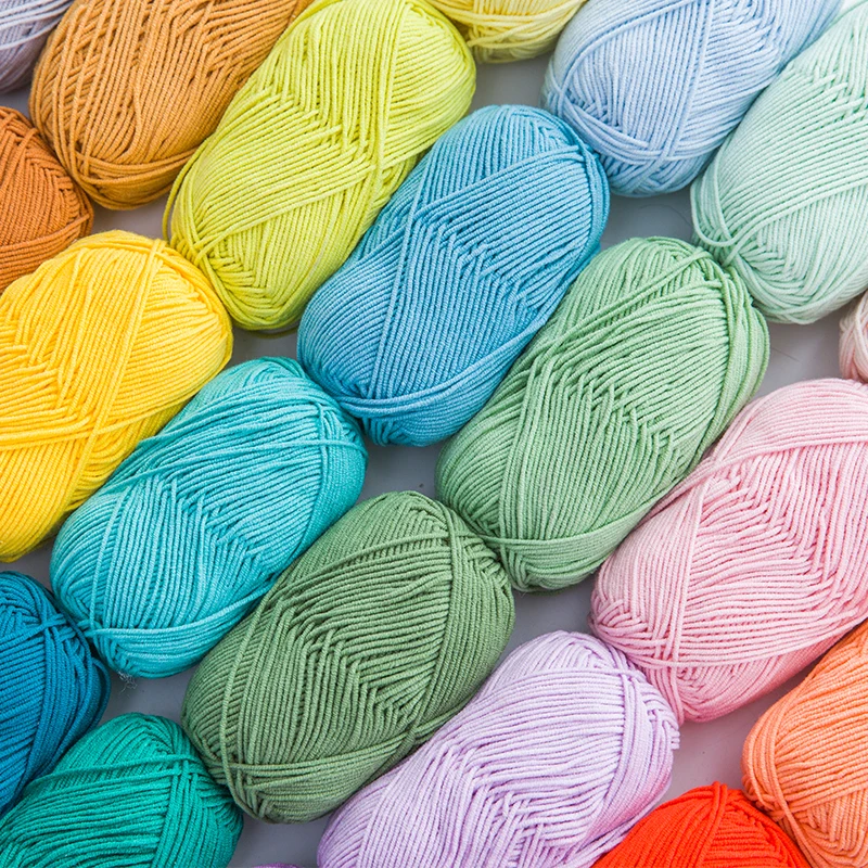 Yarncrafts красочные 4 слоя хлопка моющиеся трубка акрил смешанная вязаная крючком пряжа для домашних