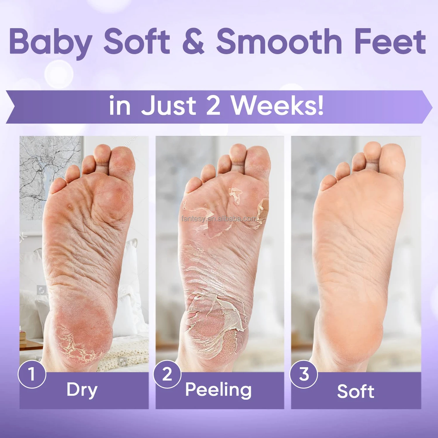 OEM Foot Mask Soft Skin Remove Dead Skin Dry Cracked Feet Callus Spa Aloe Vera Extract Women Men Exfoliating Lavender Foot Mask