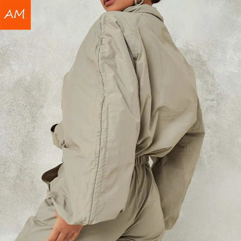 Custom Logo High Quality Women Oversized Zip Up Long Sleeve Adjustable Hoodie Outdoors 2 Pieces Tracksuit