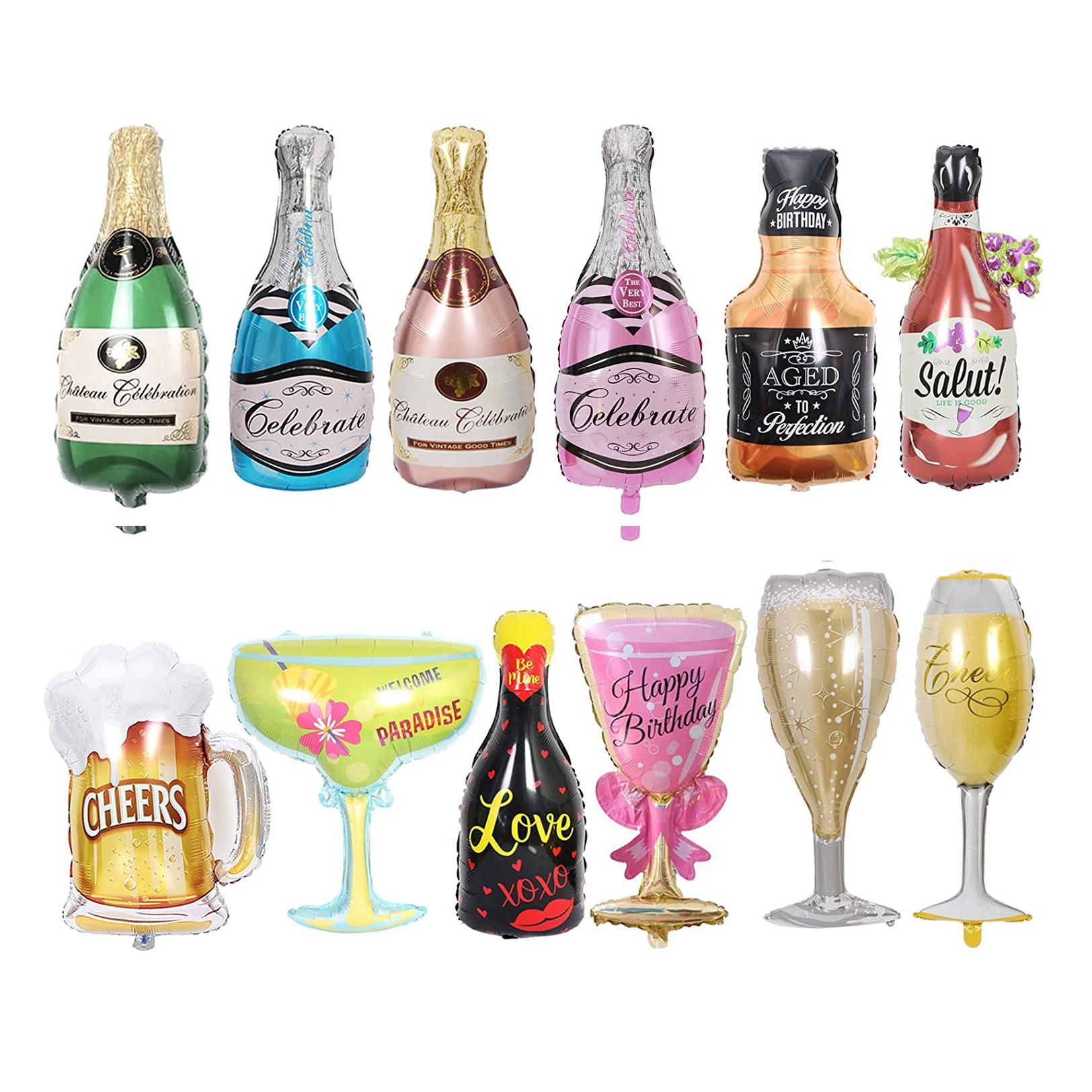 12 pieces of aluminum foil helium Mylar balloon champagne bottle goblet whiskey beer glass balloon variety of birthday wedding