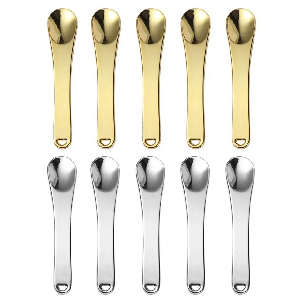 Luxury 60mm Metal Facial Cream Mask Spatula Small Mini Gold Cosmetic Spoon