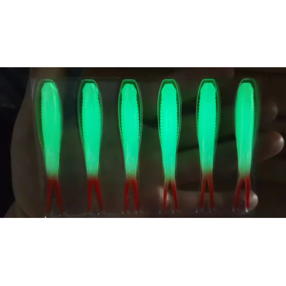 JOHNCOO New Arrival 6pcs/bag TPE Material 8cm 2.6g Soft Bait Worm Split Tail Floating Fishing Baits Soft Swim Bait