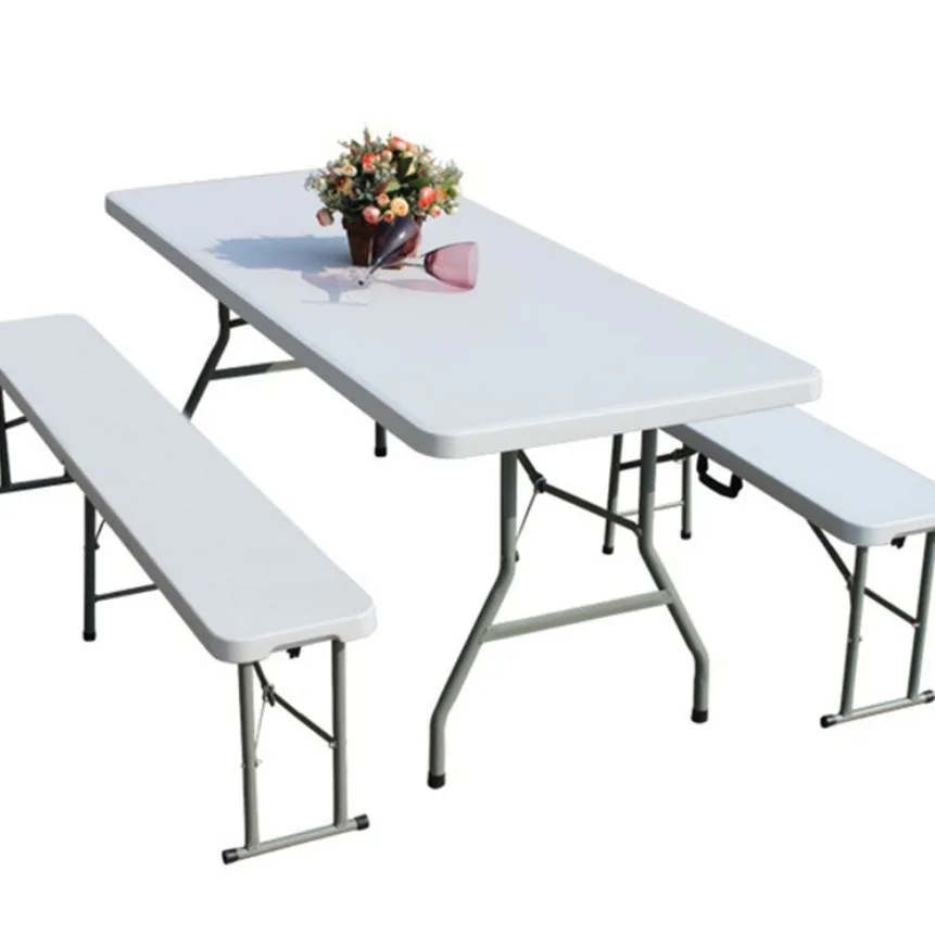 Outdoor Portable Foldable Camping Picnic 6FT Fold-in-half folded folding dining banquet camping folding table and chair set