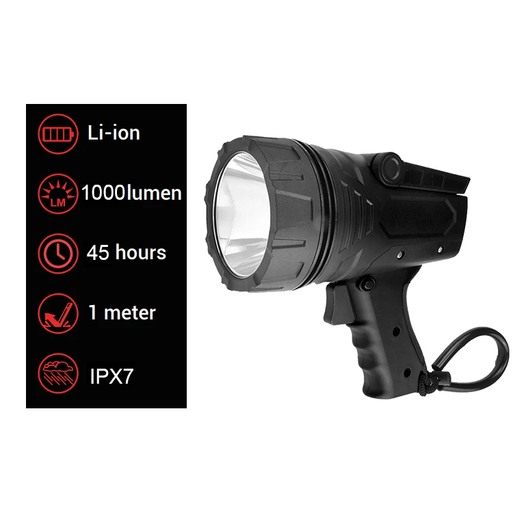 Portable rechargeable 1000 lumen hand-held searchlight
