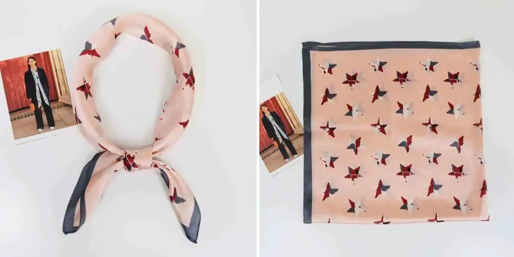 Popular Five-pointed Star Medium Style of Length and colourful Style polyester scarf