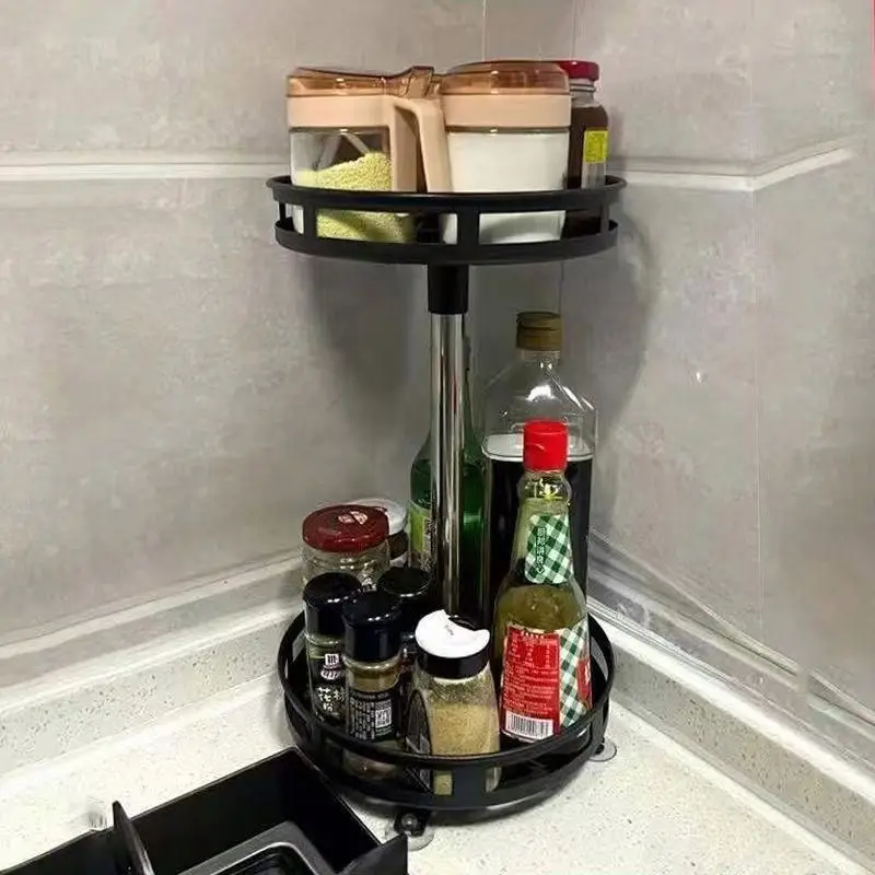 Multifunctional Single-tier Spice Rack Storage Box for Home Kitchen Shelf & Dinnerware Organization Kitchen Accessories Iron