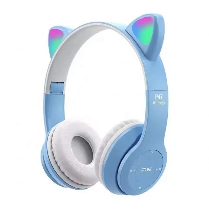 Hot Sale P47 Headphones Bt 5.0 Wireless Earphones Girls The Best Mobile Game Cat Ear Headphones