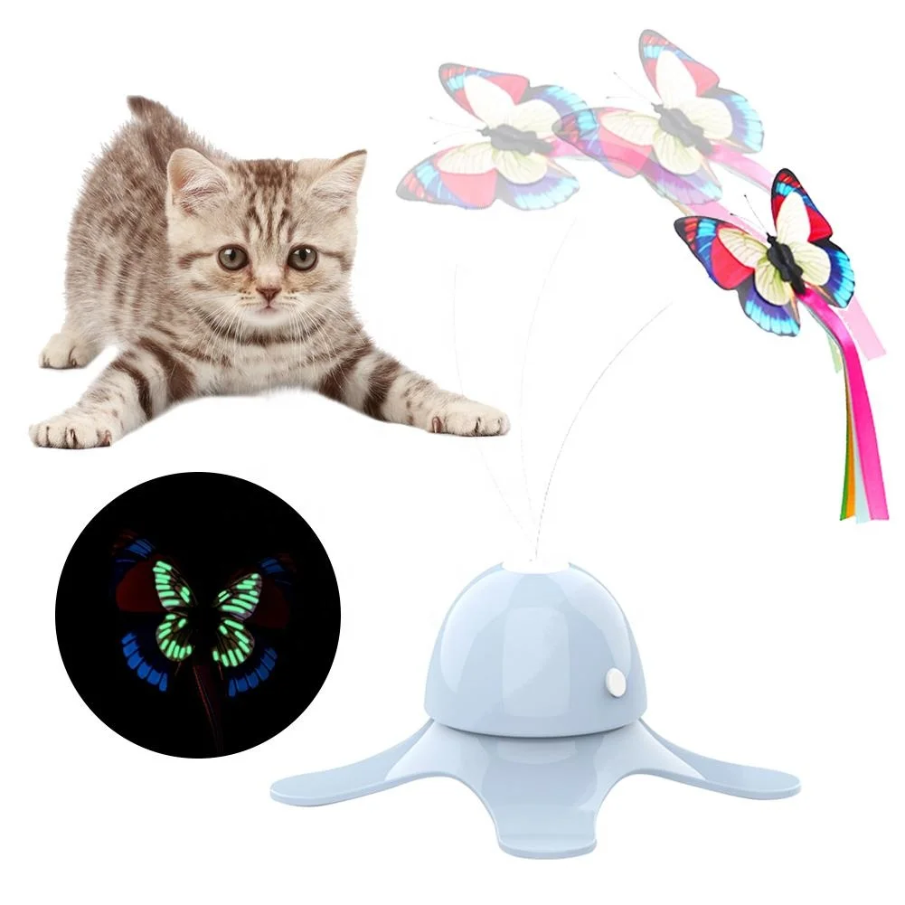 Funny Cat Toy 360 rotation butterfly flies around  Cat Exercise Toy Electric Rotating Kitten Toys Butterfly Cat Stick I