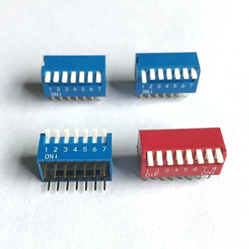 2.54mm pitch Piano type dip switch slide DS DP DM DI SMT blue red color dip switch 2/3/4/5/6/7/8/9/10/12position