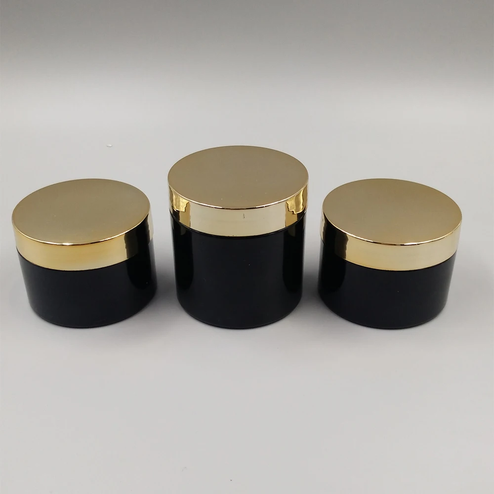 4oz 8oz Luxury Empty OEM Cosmetic Containers Biodegradable Cosmetic Packaging Plastic Cream Jar with gold lid