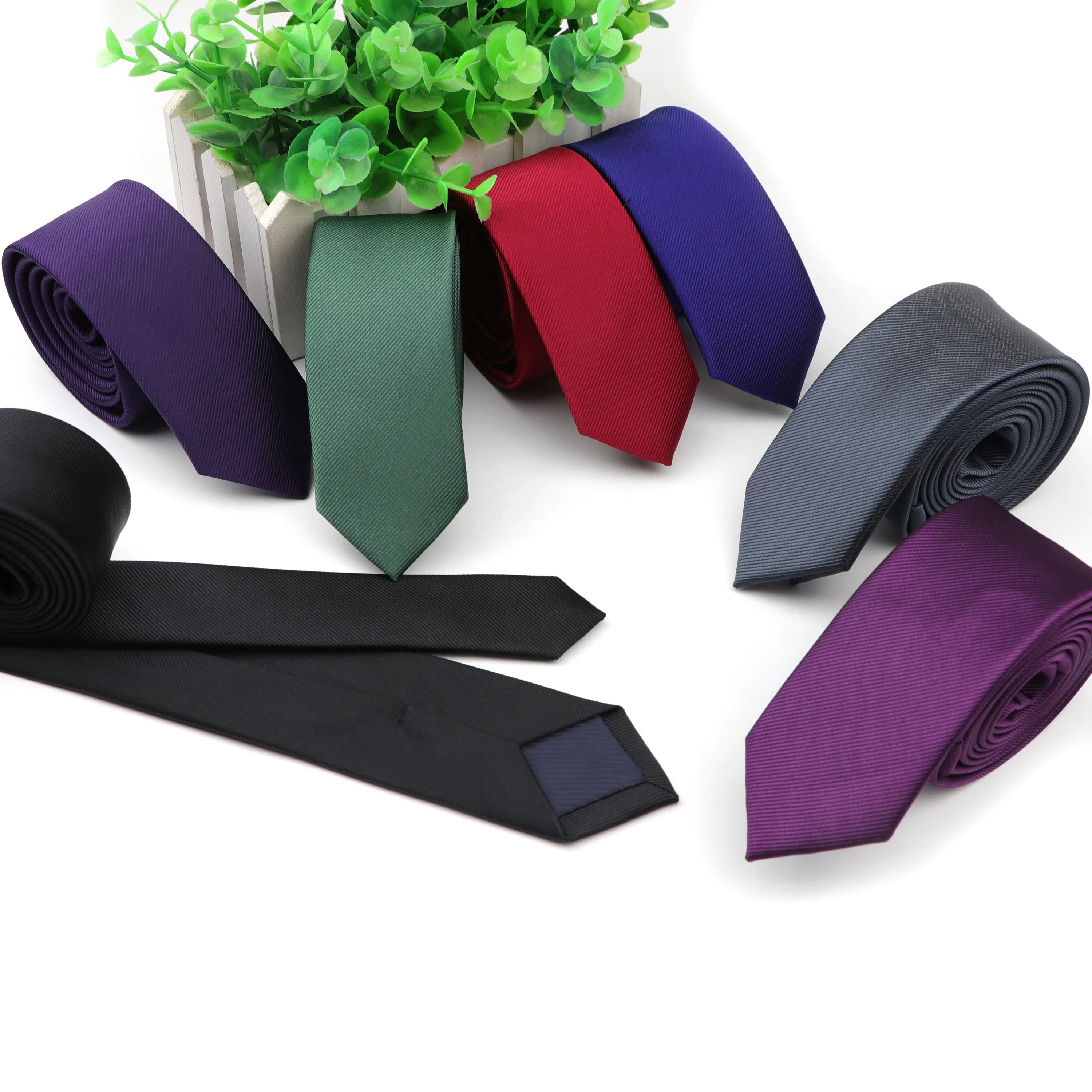 Галстук ЖАККАРДОВЫЙ мужской, классический однотонный, узкий, 5 см, аксессуар для повседневной носки, свадьбы, вечеринки