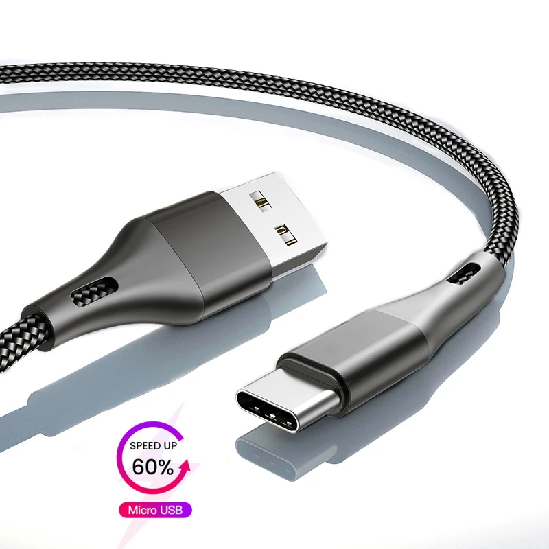 K123 Nylon Braided Fast Charging Usb Type C Cable 3.0 Usb C For Huawei Samsung Data Cable Charge Micro Usb Cable