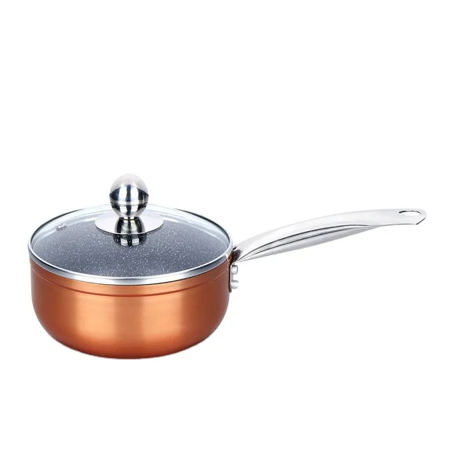 
Covered Marble Nonstick Aluminum Sauce Pan with Copper Paint 