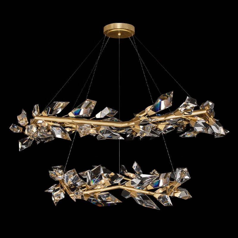 Modern Farmhouse Lighting Dining Room Wedding Living Room Hotel Lobby Staircase Luxury Large Gold Ring Crystal Chandelier