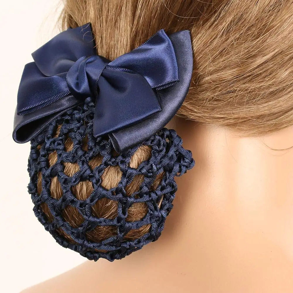 Bowknot Snood Net Barrette Hair Clip Bun Cover Hairnet Lace Bow Decor for Woman Custom