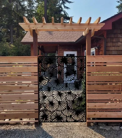Garden Metal Gate Decorative Door Panel Divider Laser Cut Metal Fence 1/2 inch Custom-sized Patters Garden Privacy Screen