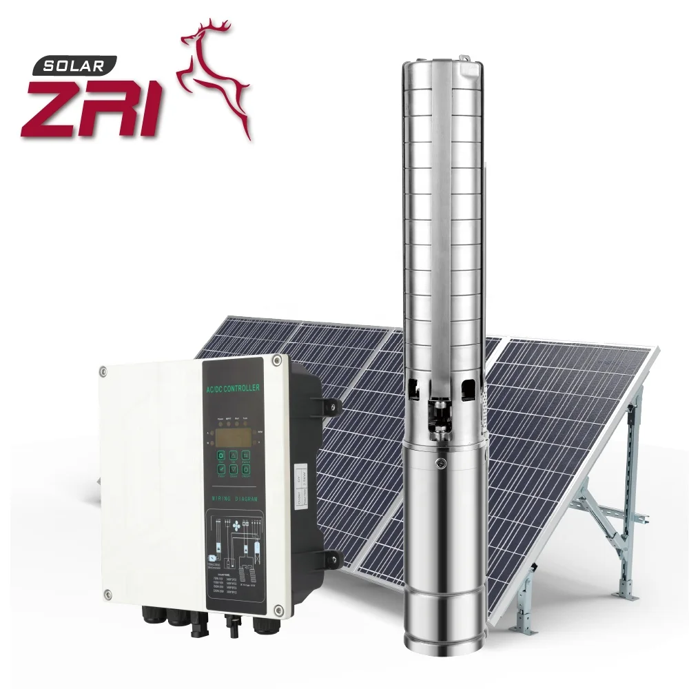 ZRI 4 дюймовый AC/DC Гибридный Солнечный водяной насос DC Solar 304 крыльчатки из нержавеющей стали