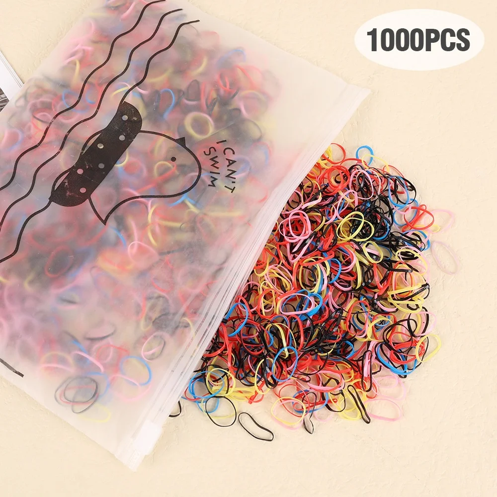 Colorful 1000pcs/pack Rubber Hair Band Disposable Hairless Tie Elastic for Children