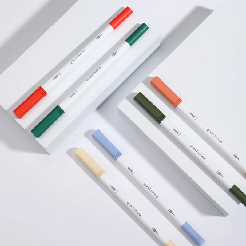High Quality Office School Double Ended Drawing Fineliner 6 Colors Pens Boxed in Plastic Set